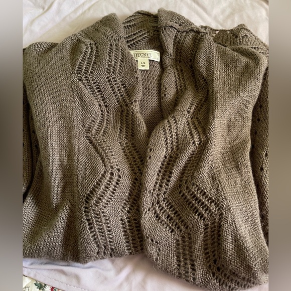 Decree Waterfall Cardigan Sweater Trumpet Sleeve L - Picture 5 of 16